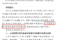 川大智胜可能被实施退市风险警示，预计2024年归母净利润为负值