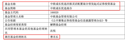 “数得着的公募老将”曹名长卸任全部在管产品，个人原因，接棒团队浮出水面